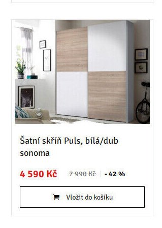 Šatní skříň Puls, bílá/dub sonoma