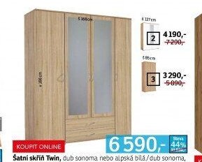 Šatní skříň Twin (4 dveře)