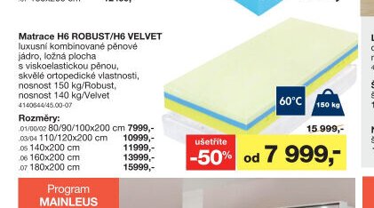 Matrace H6 ROBUST/H6 VELVET