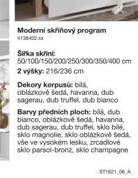 Moderní skříňový program