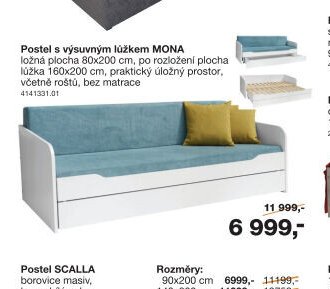 Postel s výsuvným lůžkem MONA