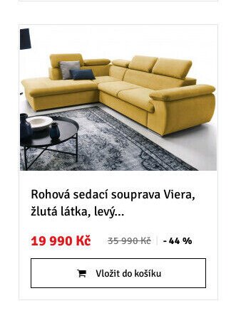 Rohová sedací souprava Viera, žlutá látka, levý...