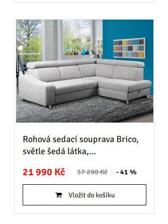 Rohová sedací souprava Brico, světle šedá látka