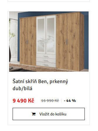 Šatní skříň Ben, prkenný dub/bílá