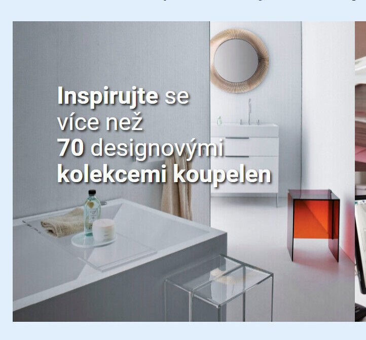 Inspirujte se více než 70 designovými kolekcemi koupelen