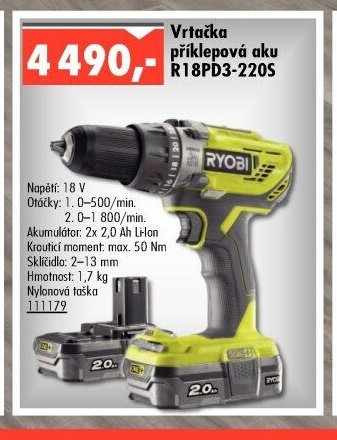 Vrtačka příklepová aku R18PD3-220S