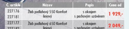 Žlab podlahový 550 Komfort liniový