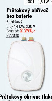 Průtokový ohřívač bez baterie