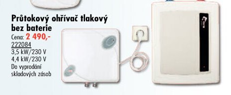 Průtokový ohřívač tlakový bez baterie