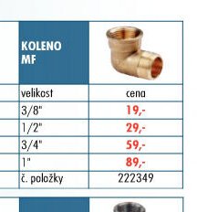 Mosazné fitinky - Koleno MF