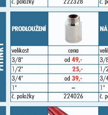 Pochromované fitinky - Prodloužení
