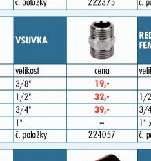Pochromované fitinky - Vsuvka