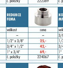 Pochromované fitinky - Redukce FEMA