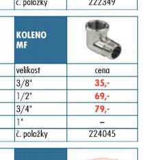 Pochromované fitinky - Koleno MF