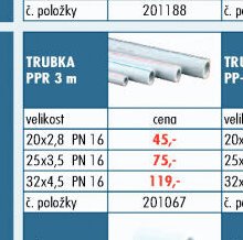 Rozvody PPR - Trubka PPR 3 m
