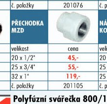 Rozvody PPR - Přechodka MZD