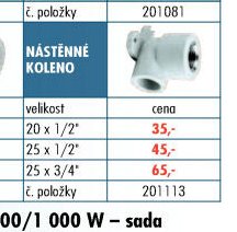 Rozvody PPR - Nástěnné koleno
