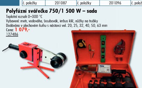 Polyfúzní svářečka 750/1 500 W - sada