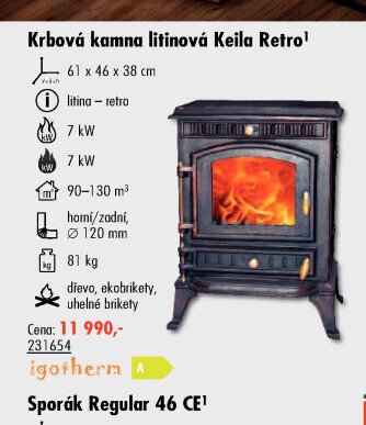 Krbová kamna litinová Keila Retro