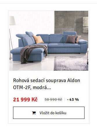 Rohová sedací souprava Aldon OTM-2F, modrá...
