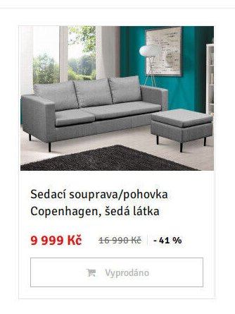 Sedací souprava/pohovka Copenhagen, šedá látka