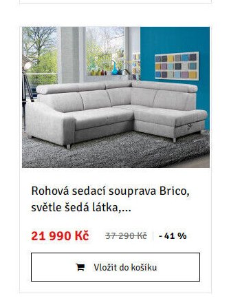 Rohová sedací souprava Brico, světle šedá látka,...