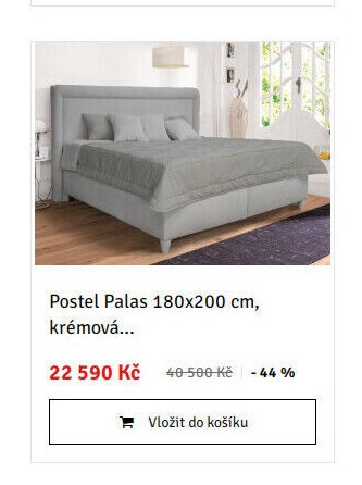 Postel Palas 180x200 cm, krémová...
