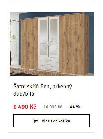 Šatní skříň Ben, prkenný dub/bílá