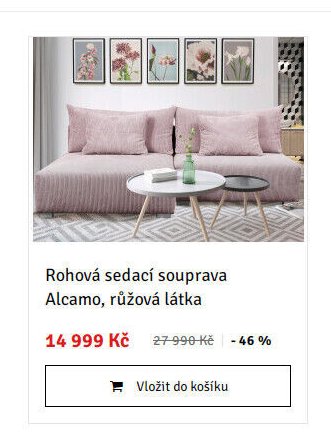 Rohová sedací souprava Alcamo, růžová látka