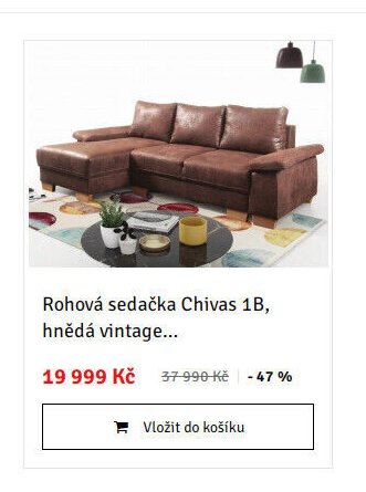 Rohová sedačka Chivas 1B, hnědá vintage...