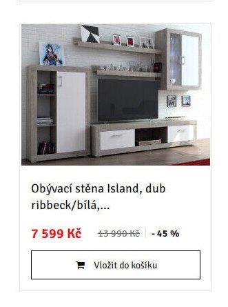 Obývací stěna Island, dub ribbeck/bílá,...
