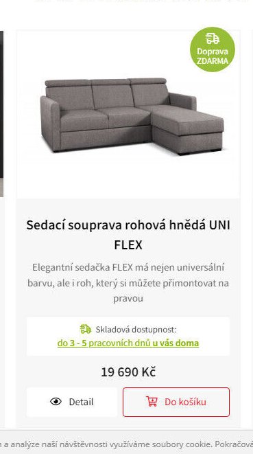 Sedací souprava rohová hnědá UNI FLEX