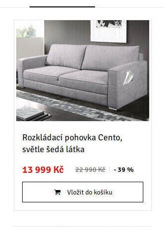 Rozkládací pohovka Cento, světle šedá látka