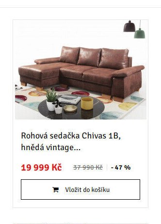 Rohová sedačka Chivas 1B, hnědá vintage...