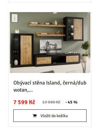 Obývací stěna Island, černá/dub wotan,...