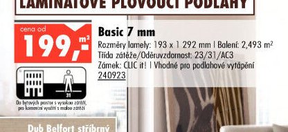Laminátová plovoucí podlaha Basic 7 mm