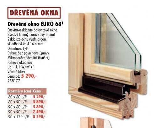 Dřevěné okno EURO 68