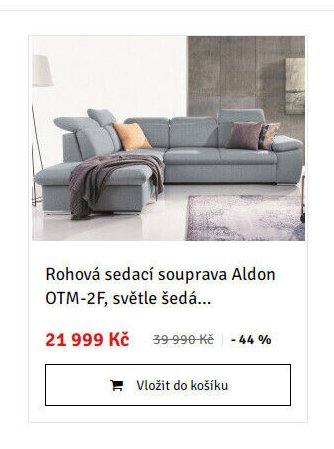 Rohová sedací souprava Aldon OTM-2F, světle šedá...
