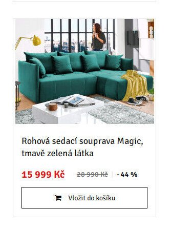 Rohová sedací souprava Magic, tmavě zelená látka