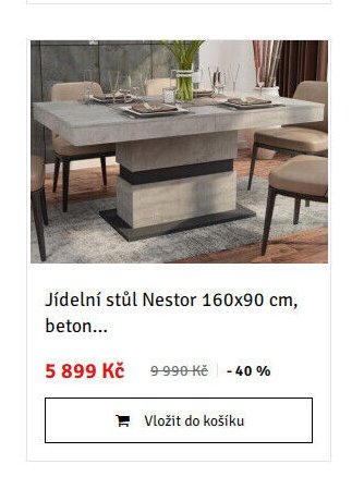 Jídelní stůl Nestor 160x90 cm, beton...