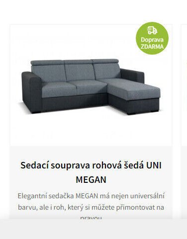 Sedací souprava rohová šedá UNI MEGAN