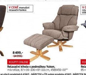Relaxační křeslo s podnožkou Yukon