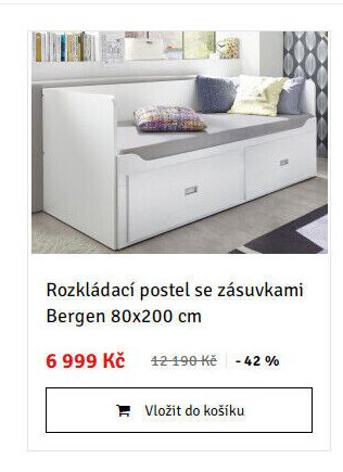 Rozkládací postel se zásuvkami Bergen 80x200 cm