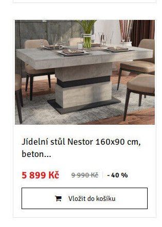Jídelní stůl Nestor 160x90 cm, beton...