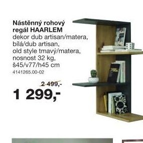 Nástěnný rohový regál HAARLEM