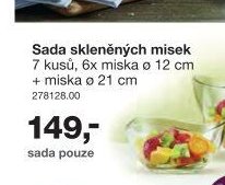 Sada skleněných misek