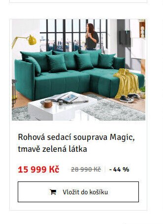 Rohová sedací souprava Magic, tmavě zelená látka