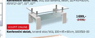 Konferenční stolek, tvrzené sklo/bílá