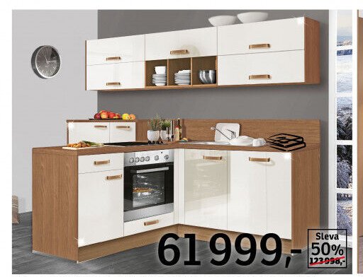 Plánovaná kuchyně IP3050, dekor magnolie/dub oregon