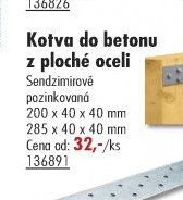 Kotva do betonu z ploché oceli